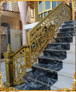 Cầu thang nhôm đúc thẳng Hoa lá tây